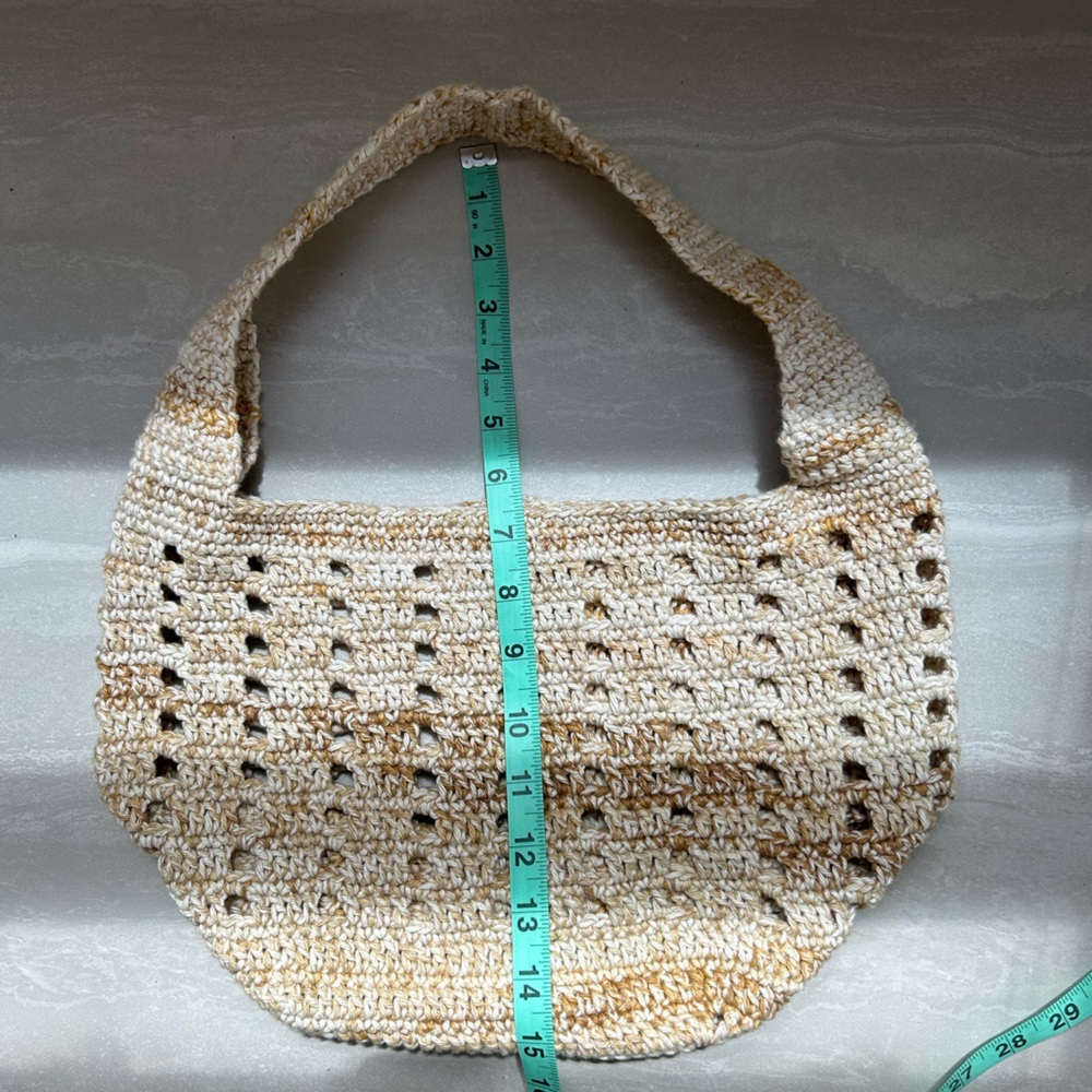 Handmade Crochet Shoulder Bag in Cream & Tan - Picture 8 of 8